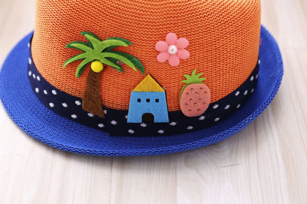 Boys and girls jazz hat embroidered coconut tree Toddler Infant Sun Cap Outdoor Baby Girls/Boys Hat Jazz Cap For Baby 