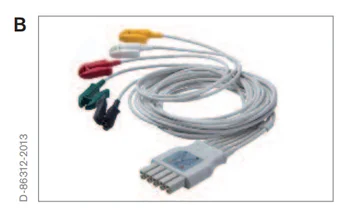 

Original Drager ECG cable, 5-lead, dual-pin connector, IEC2 (AHA/US color code), 1/1.5 m MP03414