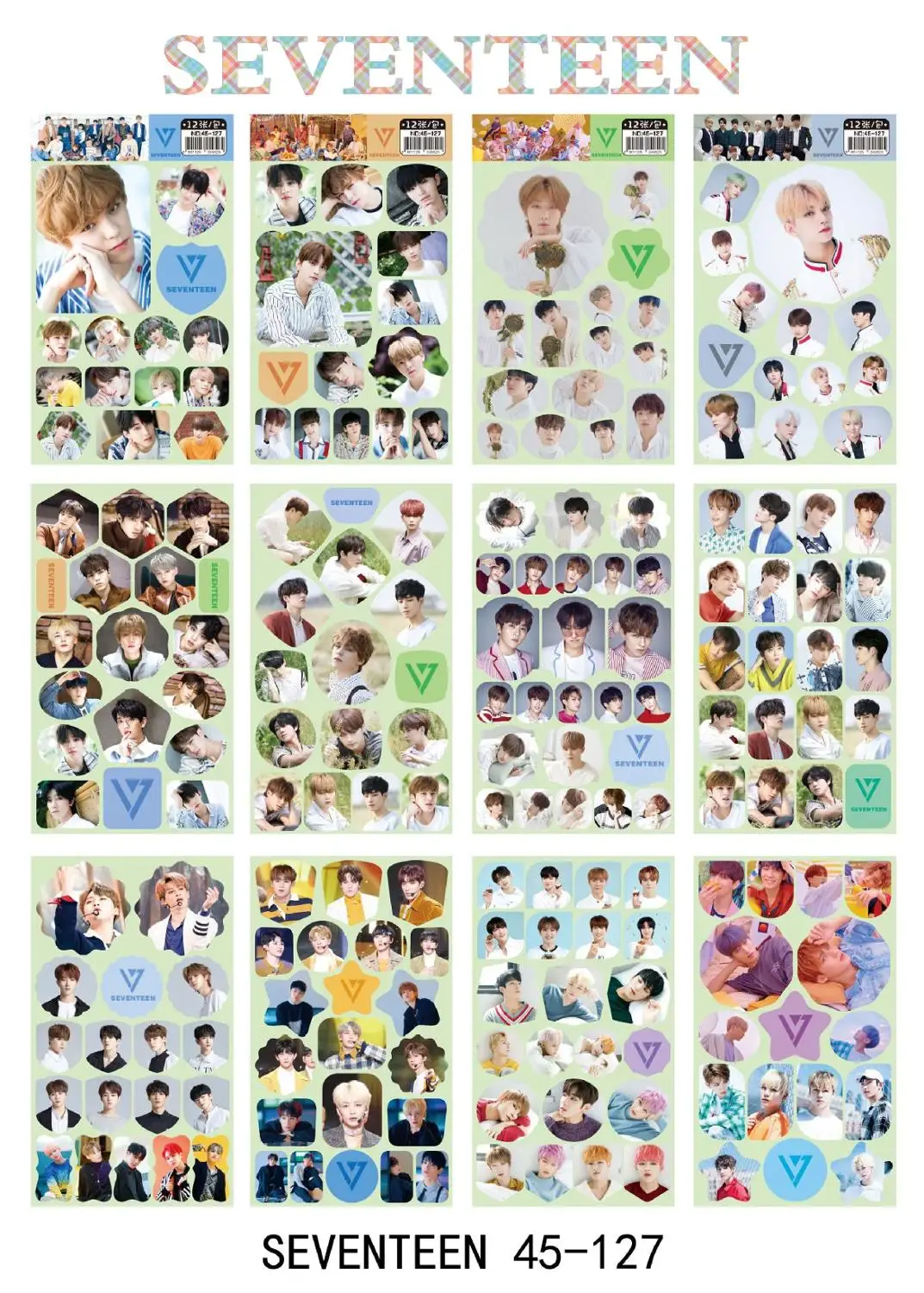

12 pcs/set SEVENTEEN Small wall sticker Korean KPOP around SEVENTEEN stickers gift