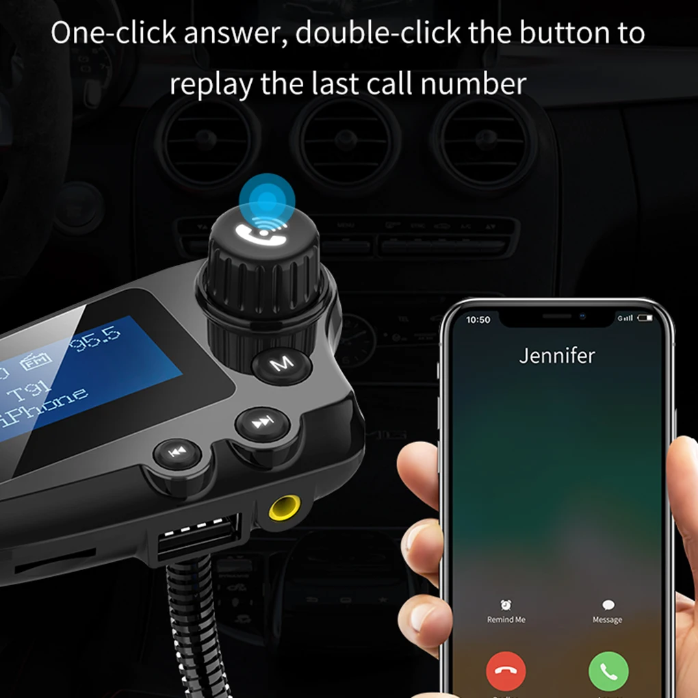 Bluetooth автомобильный комплект громкой связи fm-передатчик AUX аудио приемник автомобильный MP3-плеер Телефон USB быстрое зарядное устройство ЖК-дисплей