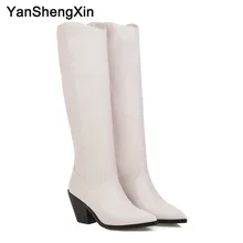 YANSHENGXIN/обувь; женские ботинки на высоком каблуке из гладкого натурального меха; сезон осень-зима; ботинки с острым носком; женские ботинки