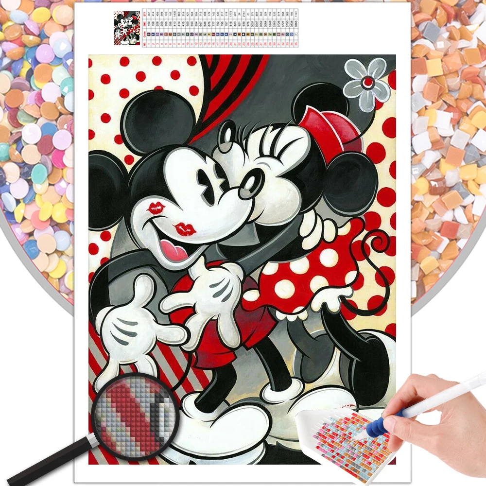 Алмазная живопись мультфильм Микки Минни пара любовь целуй 5D DIY мозаика вышивка