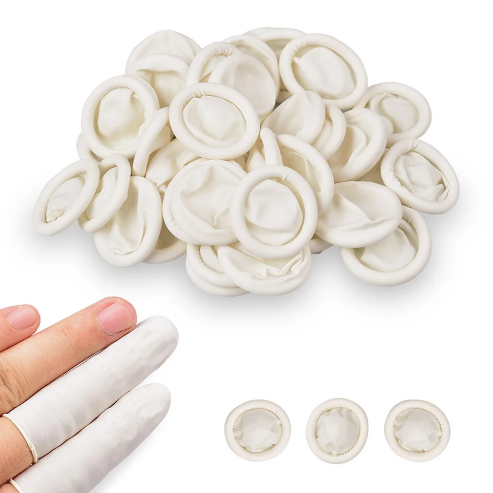 Clean Without Powder Latex Gloves Natural Rubber Disposable Latex Finger Cots Sets Fingertips Protector Gloves Finger Cover disposable latex white gloves powder free box 50 pairs xs m l size rubber goods for country house and garden toilet domestic use