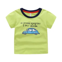 Напрямую от производителя, в западном стиле, качество, детская одежда для мальчиков, мультяшная маленькая Автомобильная маркировка, чистый хлопок, короткий рукав r