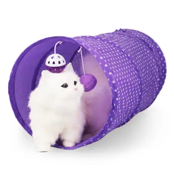 

Foldable Polyester Cloth Cat Tunnel Funny Pets Toys Kitty Cat Dog Play Tunnel Shape Foldable Rabbit Play Toy Bell Ball Tool
