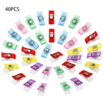 

40 pack Fixed Clips Multi-function Small Plastic Clip for Fabric Quilting Craft Sewing Knitting Crochet Axe Folder Multi-color