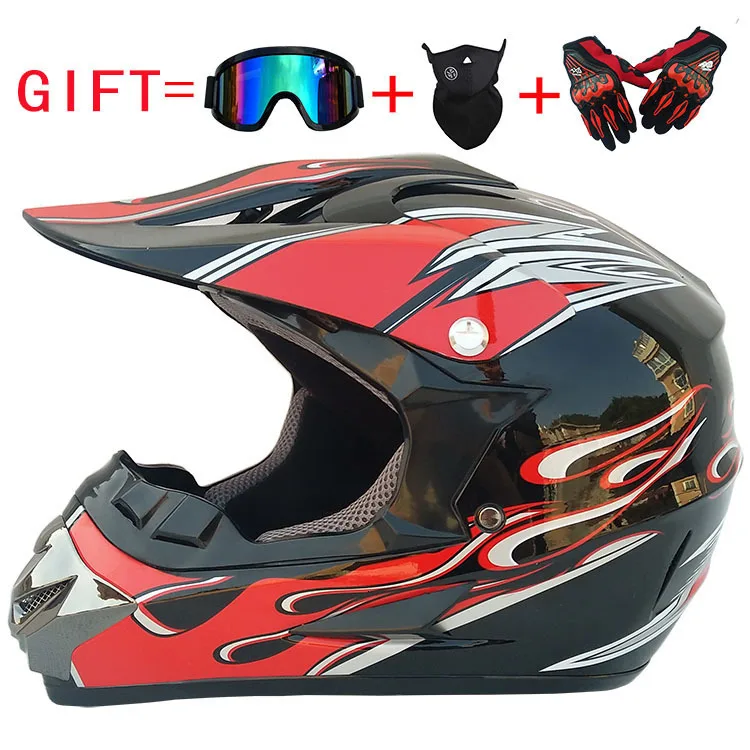 

Motorcycle Helmet Cross-country Helmet Four Seasons Male Cross-country Helmet Small-sized Helmet Air Mirror Glove Mask