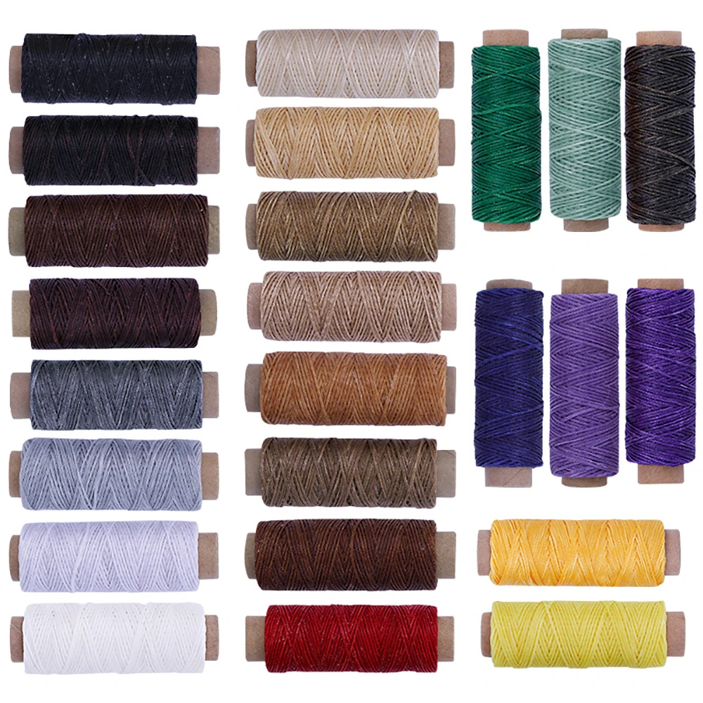 24colors Leather Stitching Thread Set 50m/roll Sewing Waxed Flat Cord