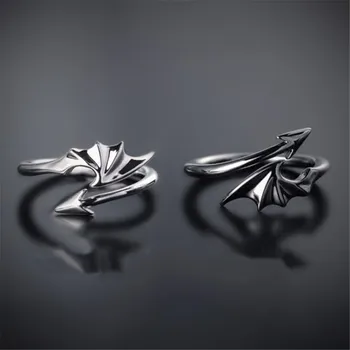 

Punk style little devil dragon gothic evil vampire angel wings domineering men's ring open ring Halloween party jewelry gift