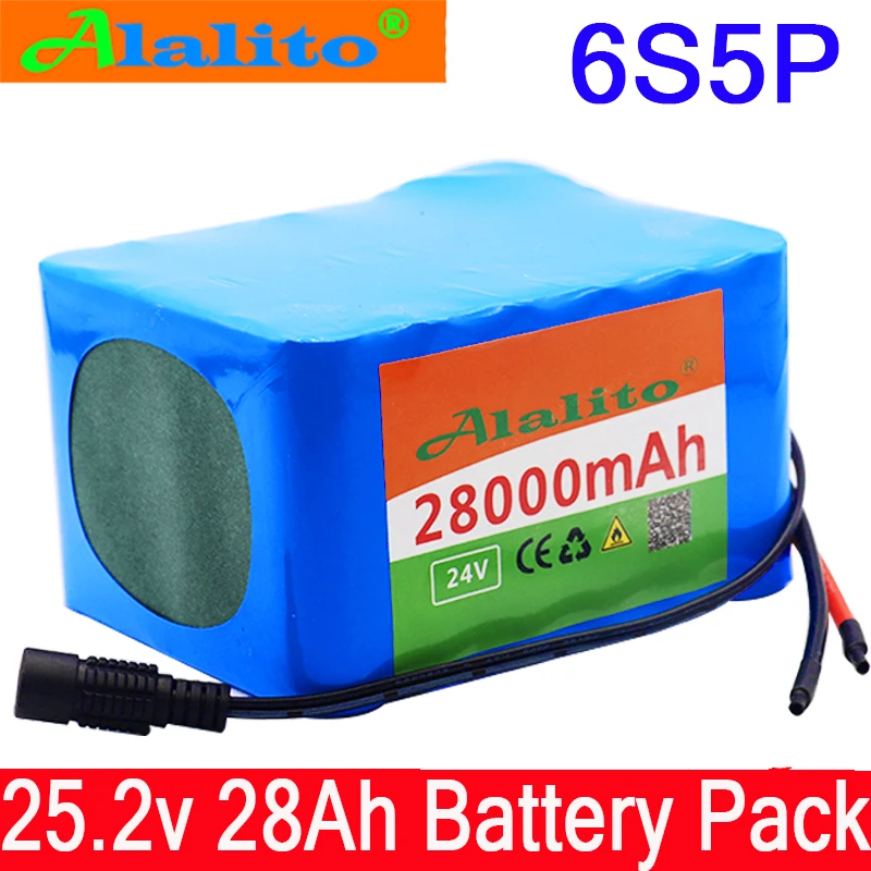 Alalito 24v аккумулятор 6s5p 25,2 v 28000Ah 18650 аккумуляторная батарея подходит для электрического велосипедного электронного оборудования