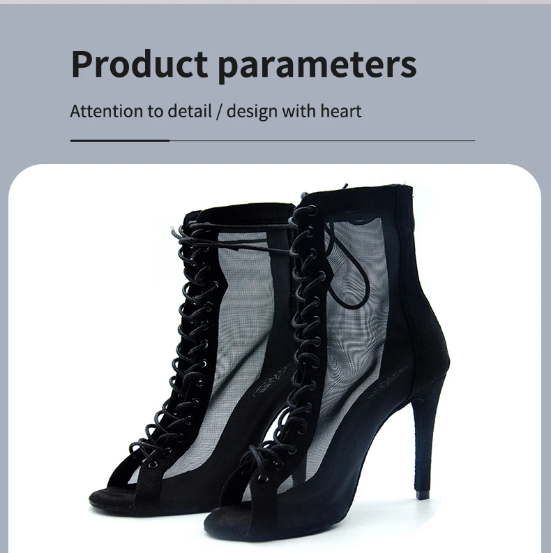 Women Dance Boots For Ladies High Heel Flannel Ballroom Modern Dance Shoes Black  Gilrs Soft Sole Bachata Salsa Dancing Shoes