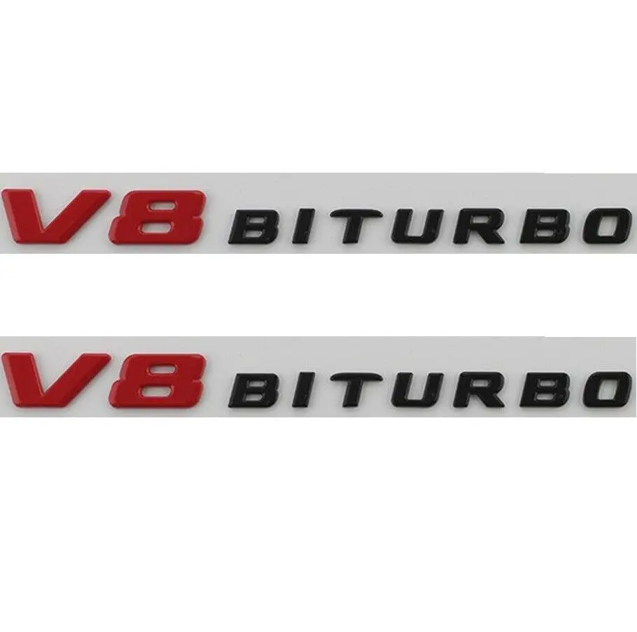 

Red Black V8 BITURBO Letters Fender Emblems Emblem Badges for Mercedes Benz AMG