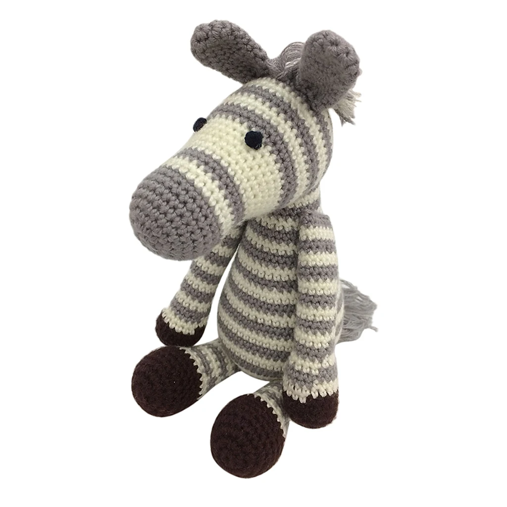 DIY Zebra Doll Crochet Kit for Beginners Adults Hand Knitting Animals Stuffed Toy Sewing Craft