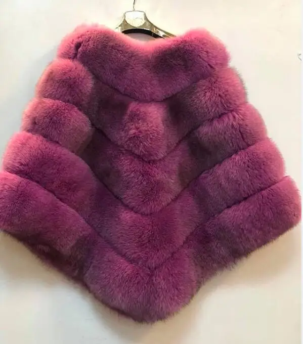 RF1891 purple Fandy lokar Новая шуба из натурального Лисьего меха Женское зимнее плотное меховое пончо настоящая лисица Меховая куртка верхняя одежда женская дамская модная меховая куртка - Цвет: RF1891 purple