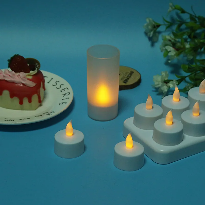 

New Style Model Electric Candle Lamp 6 Fixed Charger Electric Candles Small Tea Lights Birthday Wedding Placed Figure LED Candle