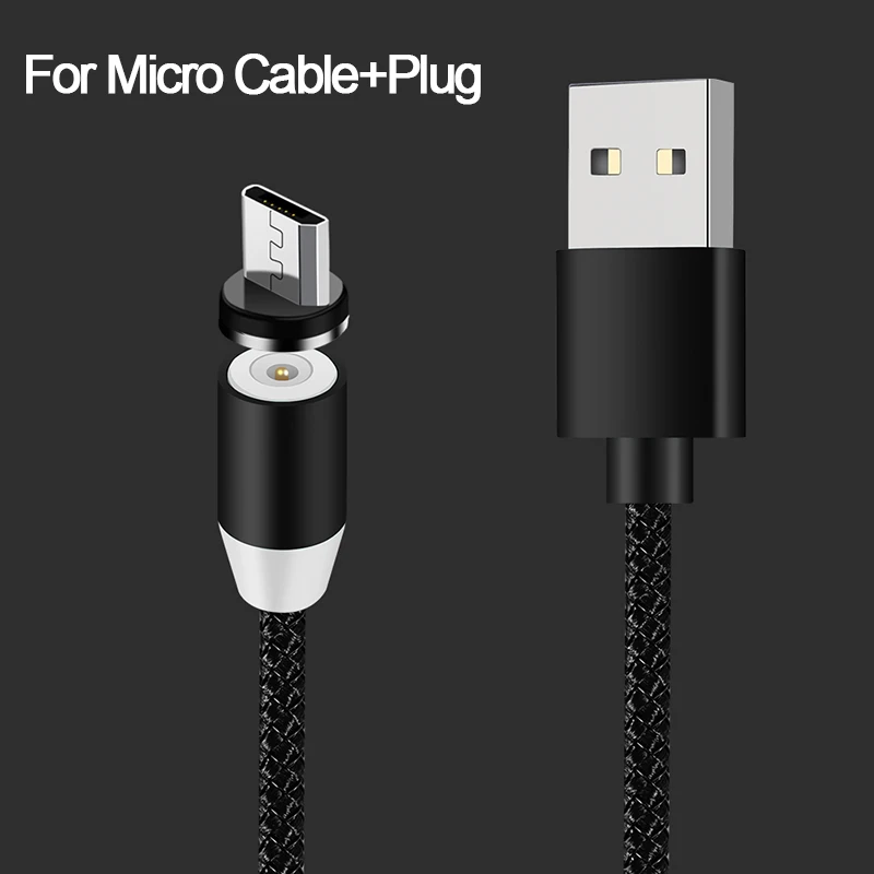 Магнитный Micro USB кабель для быстрой зарядки usb type C кабель магнитное зарядное устройство для зарядки данных usb-кабель для iphone 7 телефонный кабель USB C шнур - Цвет: Black For Micro
