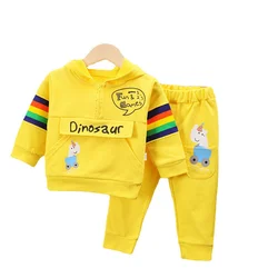 Survêtement à capuche et pantalon pour enfant en bas âge, vêtements tendance, nouvelle collection printemps, 2 pièces/ensemble, dessin animé, pour bébés garçons et filles 