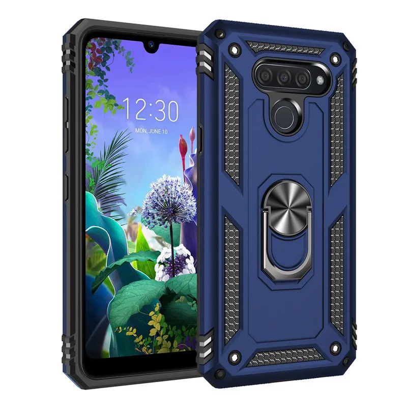 Luxury Armor Shockproof Phone Cases For LG Q60 K50S K50 K40 K30 2019 Stylo5 Aristo4 K12 Plus Cover Car Magnetic Ring Bumper Case | Мобильные