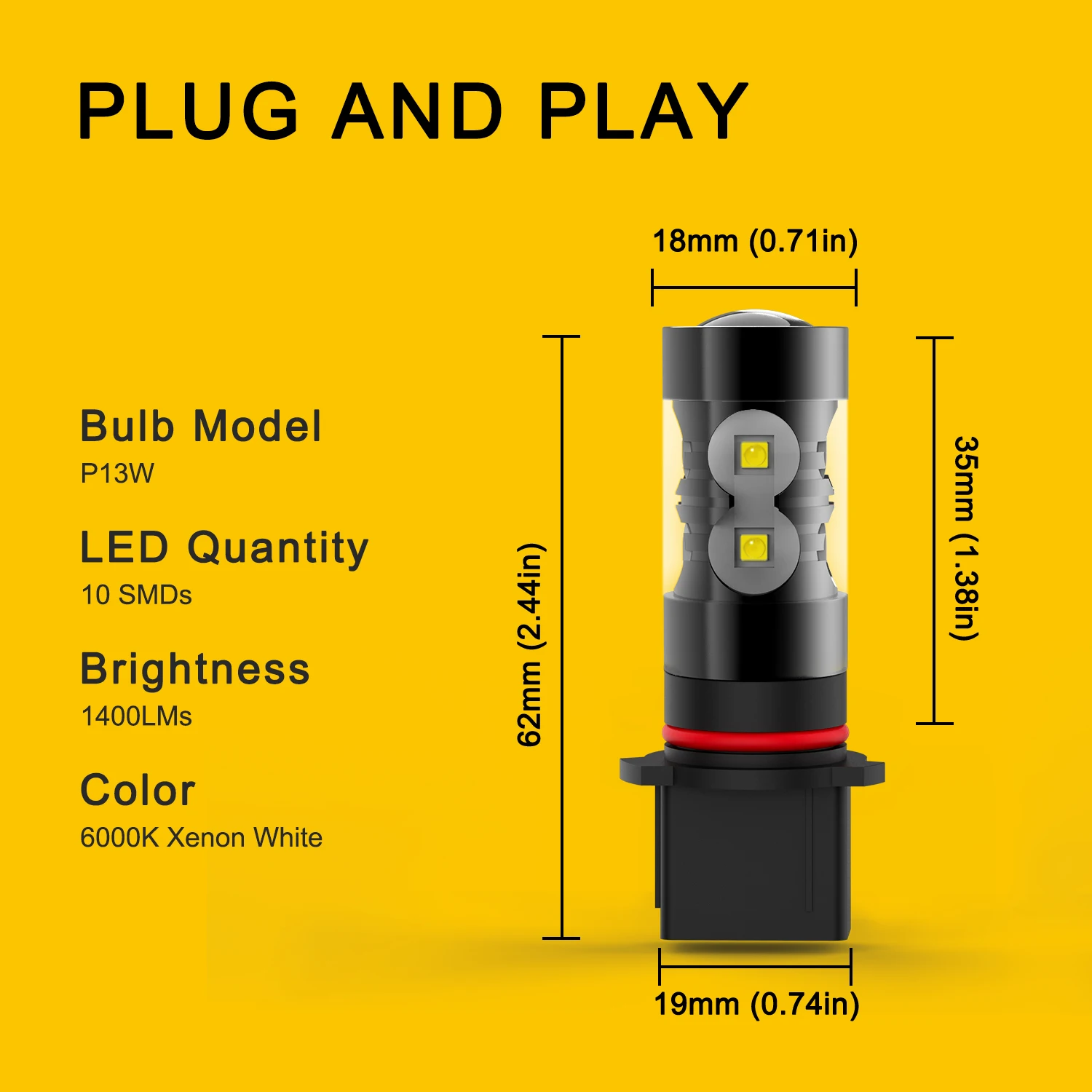 2 шт. 1400LM H27 светодиодный фонарь 880 881 P13W светодиодный PSX26W 6000K 12V 24V Белый Автомобильный противотуманный фонарь для вождения DRL дневные ходовые огни авто