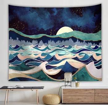 

Abstract Mountain Sun Whale Picture Tapestry Wall Fabric Hippie Boho Dorm Decor Wall Cloth Tapestries Beach Sofa Picnic Blanket