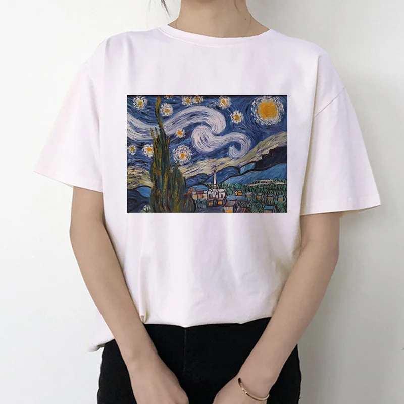 van gogh women t shirt new fashion art print tshirt Meme female clothes aesthetic t-shirt funny Tumblr Grunge grunge top tee