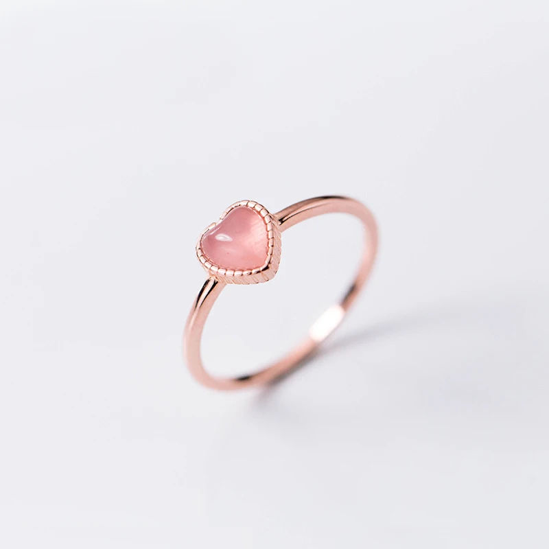 

MloveAcc 100% 925 Real Sterling Silver Rose Gold Color Heart Cocktail Opening Ring Sizable for Women Girl Jewelry