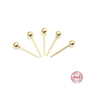 

Doreen Box 925 Sterling Silver Ear Post Stud Earrings Findings Round Golden Silver Color DIY Jewelry Wholesale 1 Pair