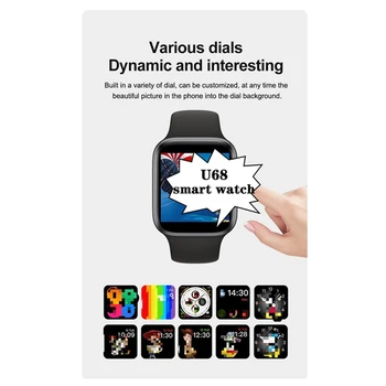 

Message Reminder Call Dial Smart Watch U68 Voice Assistant Bluetooth Music 1.54FFT Screen 200mAh Battery For Android IOS