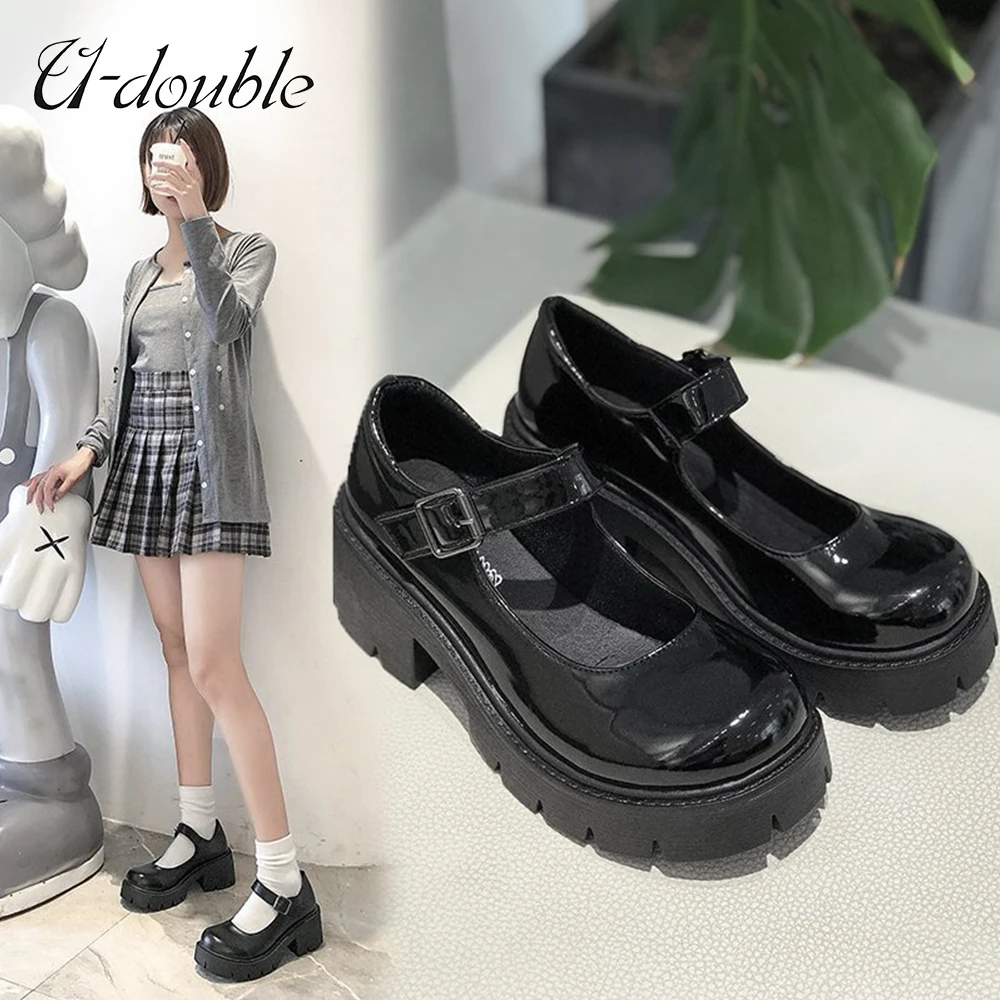 Touz Moda Touz Black Patent Leather Harajuku Style Lolita Shoes - Trendyol