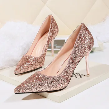 

Golandstar Glitter Women Pumps Lady Dress Shoes Festival Party Wedding High Heels Shoes Sexy Business Stilettos Heels GWP025