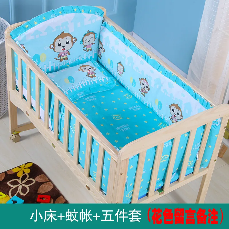 small bed Co-Sleeping Cribs rock swing solid wood unpainted eco-friendly baby bed bed rocking bed push bed variable desk baby cradle bed - Цвет: small bed