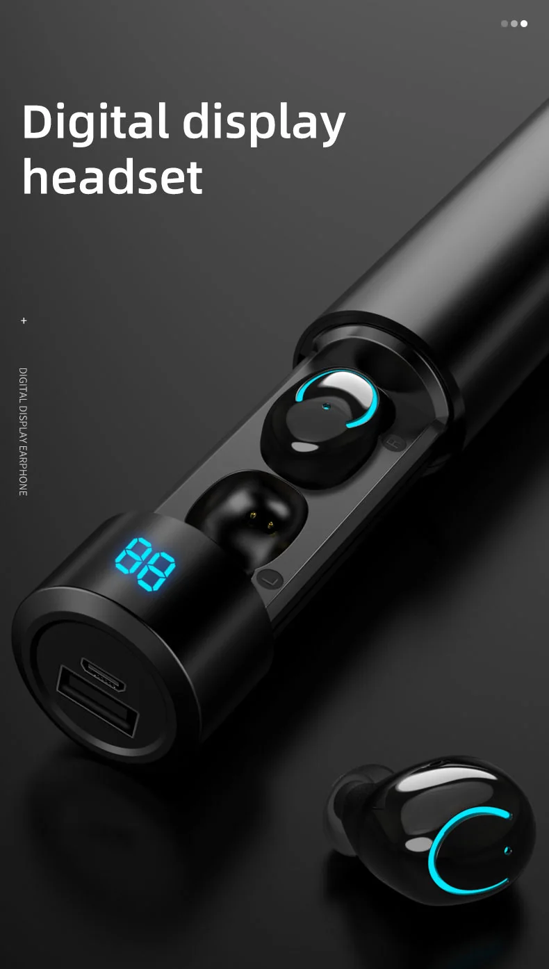 Q19 Bluetooth наушники V5.0 настоящие беспроводные стерео наушники сенсорный светодиодный дисплей с двойным микрофоном спортивные водонепроницаемые наушники IPX5
