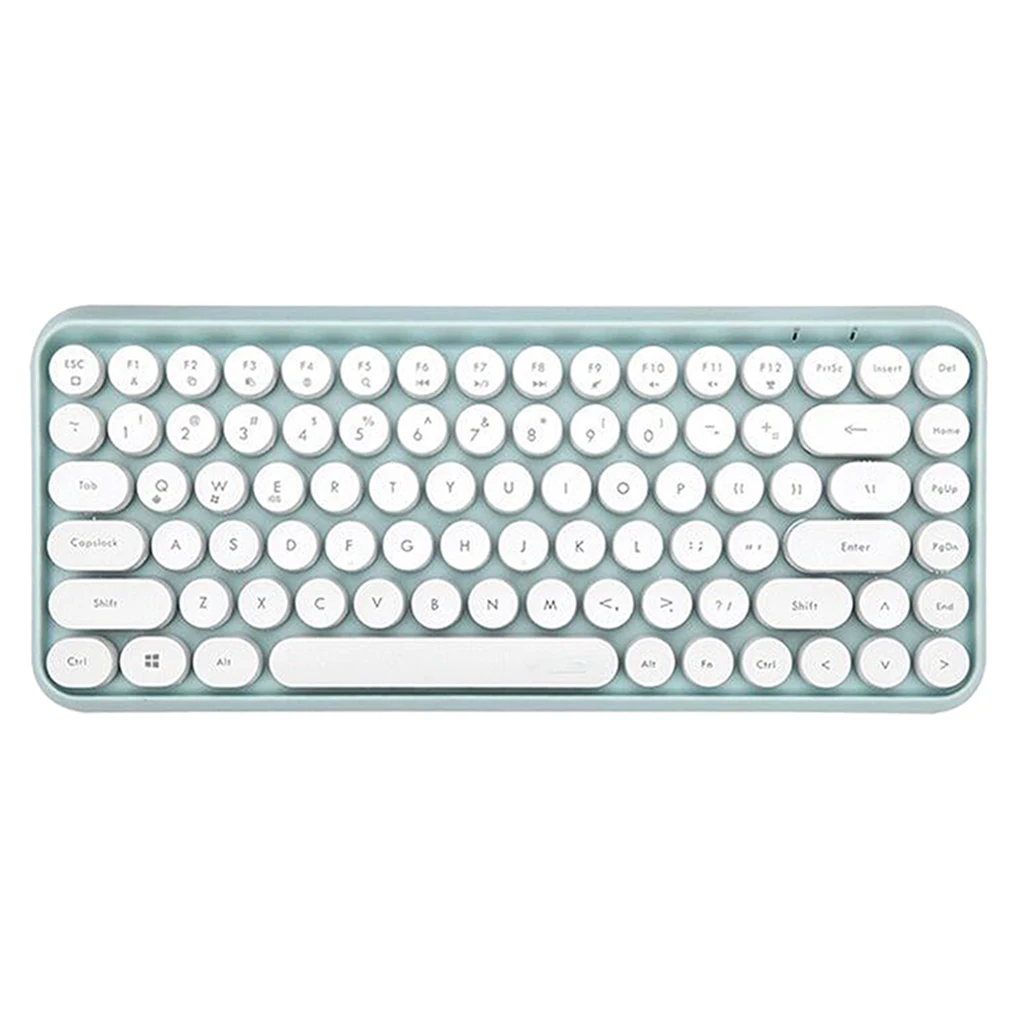 308i Bluetooth Wireless Keyboard Round Key 84 Keys Computer Gaming Keyboard Round Keycaps for Office Laptop Tablet