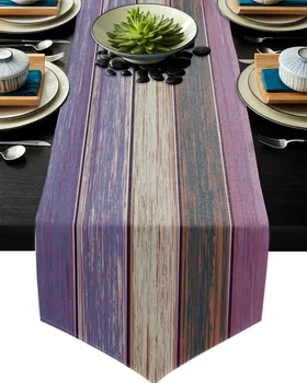 

Retro Wood Grain Texture Purple Table Runner Home Decor Tablecloth Table Runners for Wedding Christmas Decor for Home Table