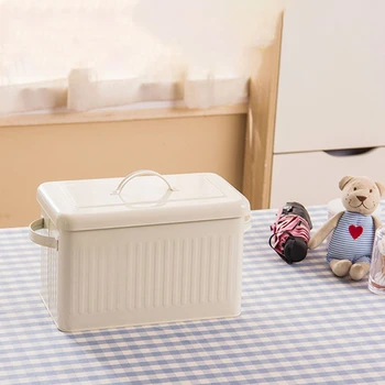 

8L Metal Storage Box Kitchen Grain Rice Organizer Bathroom Office Storage Container Medical Kit Toys Sundries Organizer