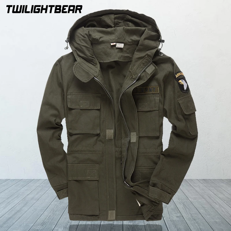 Trench Coat Casual Men Jacket Classic M65 Men's Trench Coat Pure Cotton Outerwear Fleece Windbreaker Multi Pocket Tactical Jacket Men Clothing Coats AF802