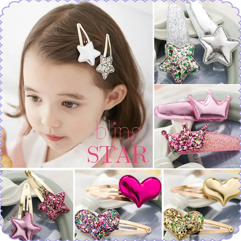 2PC Fashion Star Love Crown Children's series Hair Pins Barrettes lovely Girls Grips Alloy Accessories HeadWear | Детская одежда и