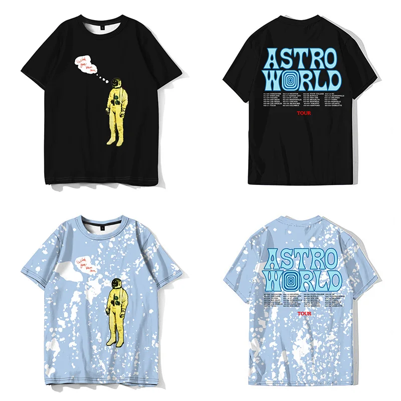 Футболка для мужчин и женщин Travis Scott Astroworld Tour астронавт футболка граффити в стиле