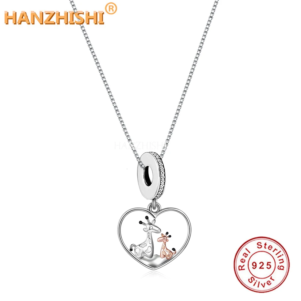 

Deer Necklace 925 Sterling Silver Animal Giraffe Heart Pendant Necklaces Girl Jewellery Gift for Women Girls Mum Mother's Day