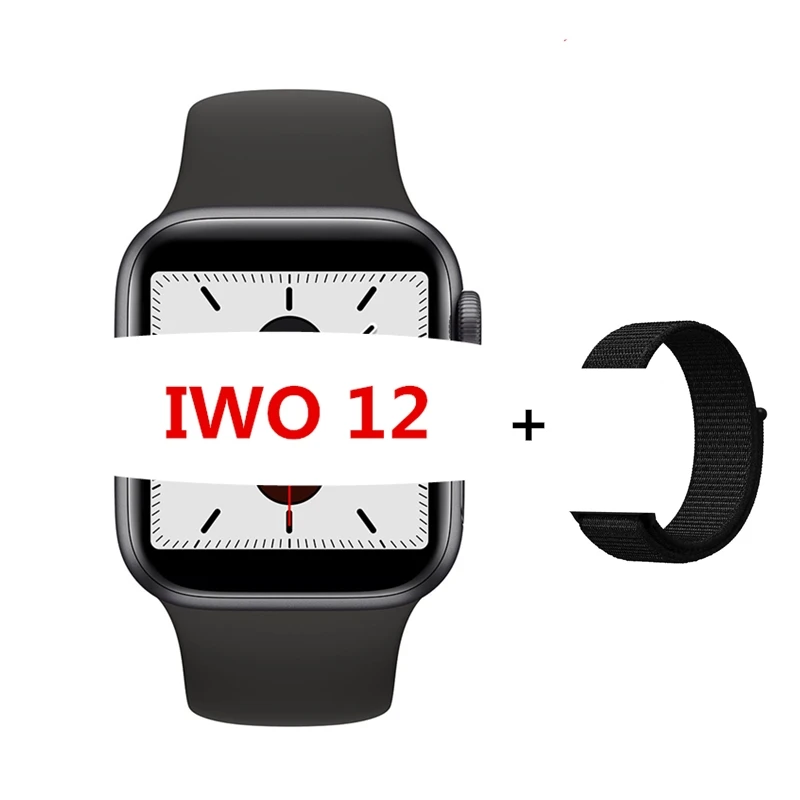 Iwo 12 Lite/ecg ppg умные часы для мужчин, пульсометр W55, умные часы PK iwo 8 iwo 10, умные часы для женщин и мужчин, для Apple IOS - Цвет: black add blackNylon