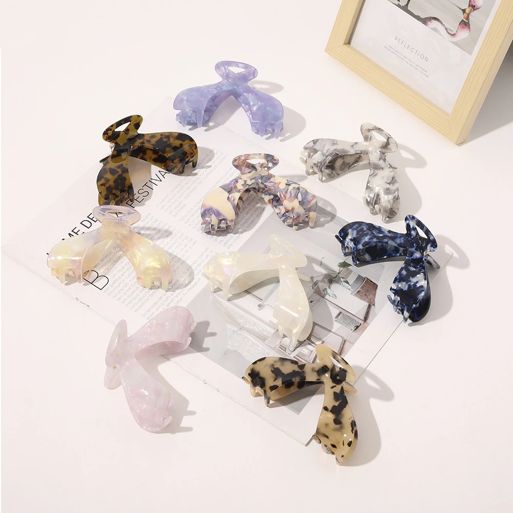 

Ruoshui Woman Printed Hair Claws Acetate Hairpins Girls Barrettes Whale Tail Hair Clips Women Hair Accessories Hairgrip Ornament