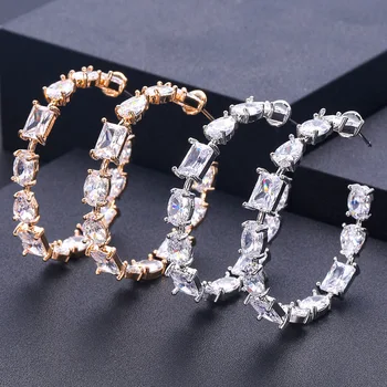 

janeklly trendy Geometric water drop Earrings For Women Accessories Full Cubic Zirconia Earrings Jewelry pendientes mujer moda