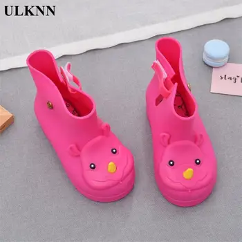 

ULKNN Cartoon Candy Rainshoes For Children Jelly Kid's Shoes PVC Cute Pink Pig Boots Princess Waterproof Durable Casual Footwear