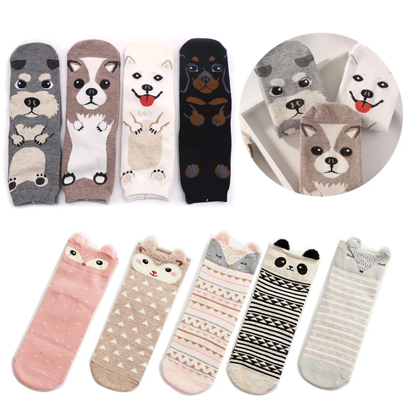 

2021 Cute Women 3D Animal Short Socks Cotton Meias Spring Autumn Winter Pattern Sokken Calcetines Mujer Warm Cartoon Sox