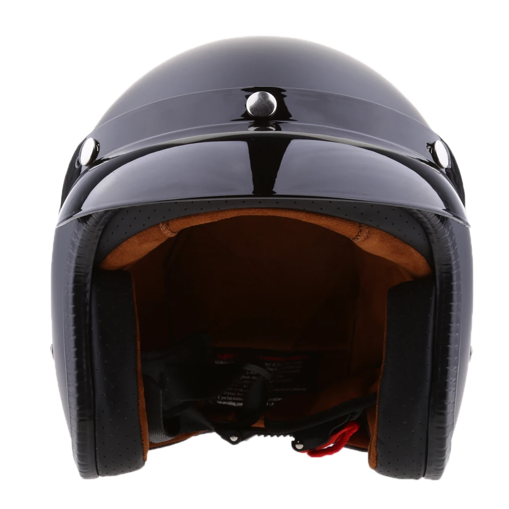 Matte Black Retro Universal Motorcycle 3/4 Open Face Helmet W/ Sun Visor S M L XL