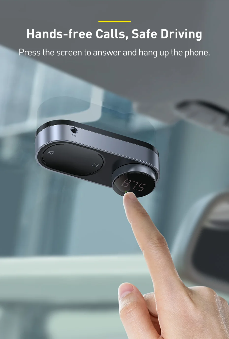 Baseus lecteur de musique MP3 solaire sans fil pour voiture Bluetooth 5.0-9