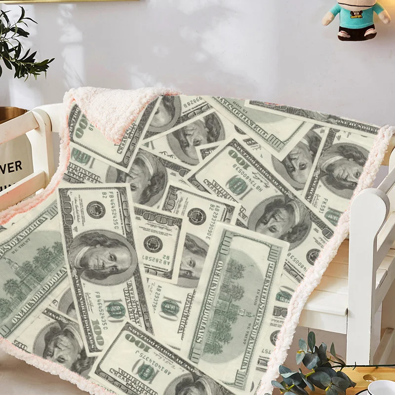 

Hot！！！US Dollar Pattern Blanket for sofas, beds, cars, home, travel and work special design for children, youth and adults