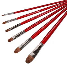 6 шт./компл. Weasel кисть для окрашивания волос Кисть для гуаши и акварели круглая головка шлифовальный матовый деревянный стержень принадлежности художественные Кисти кисть для масляной краски