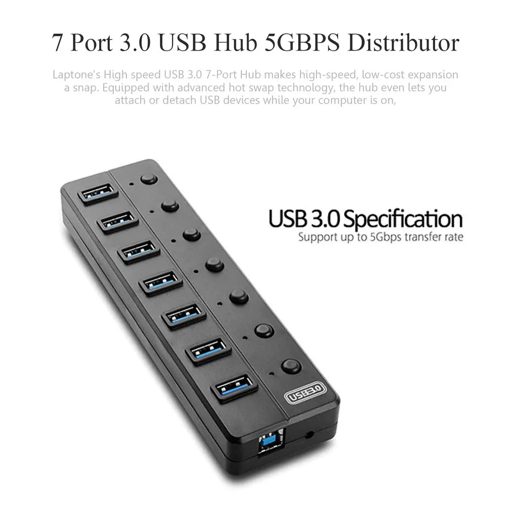7-Порты и разъёмы 3,0 мульти-Usb концентратор 5 Гбит/с разветвитель Forex ноутбука внешний кабель-удлинитель для мульти-Порты и разъёмы usb-концентратор, адаптер