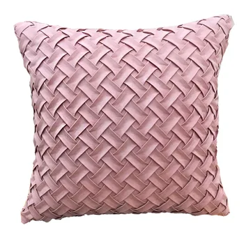 

Solid color woven striped lattice pillowcase comfortable Dutch velvet decorative pillowcase deerskin velvet cushionbed cover sof
